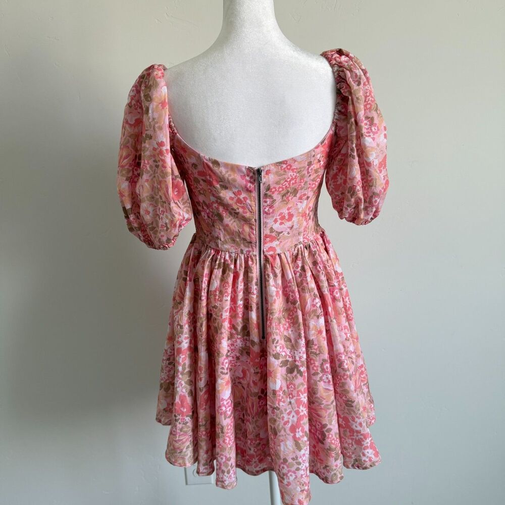 Showpo Phorchia Mini Dress Fit and Flare Puff Sleeve Corset Romantic Size 6 - Picture 9 of 13